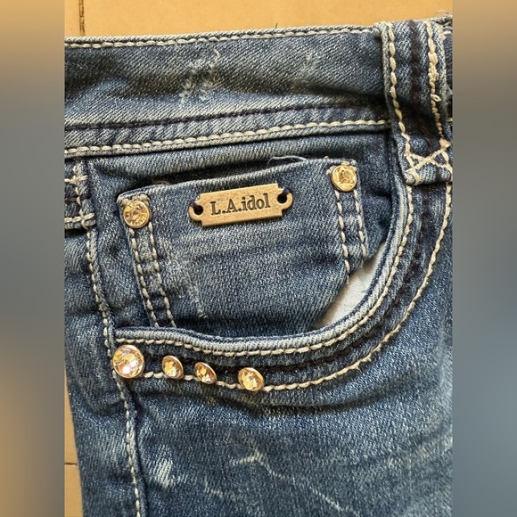 L.A. Idol Blue Jeans size 11 w34  L 32 blue straight - Picture 11 of 16